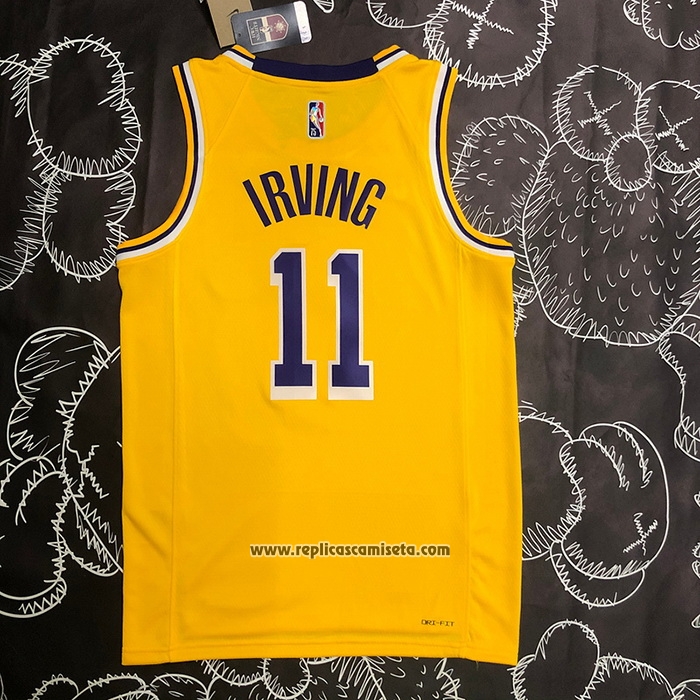 Camiseta Los Angeles Lakers Kyrie Irving #11 75th Anniversary 2021-22 Amarillo